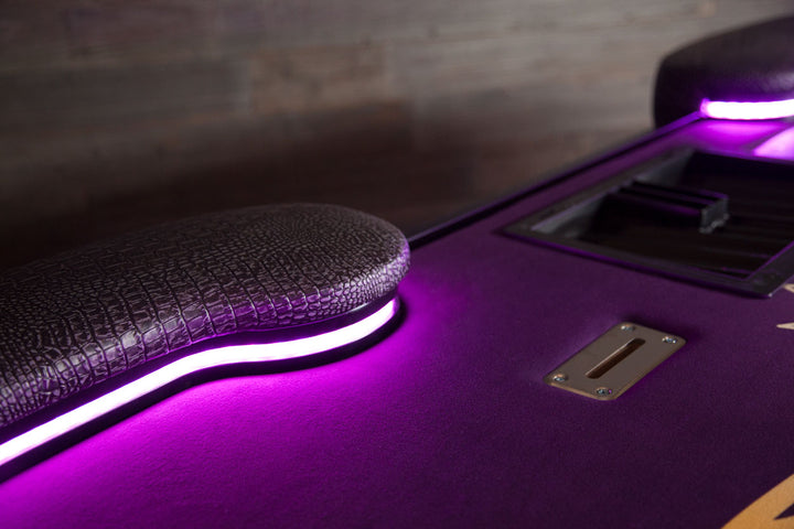 The Lumen HD Poker Table With Wild Croc Premium Vinyl Armrest