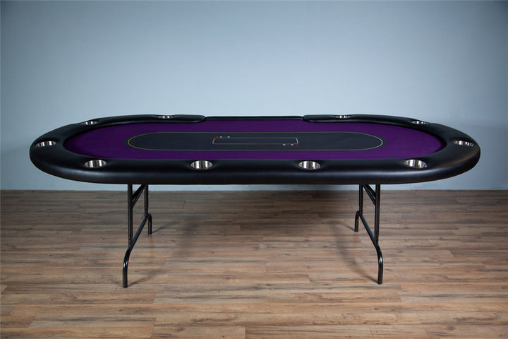 The Aces Pro Tournament Custom Poker Table With Exotic Vinyl Armrest, Stainless Steel Cupholders, and Custom Printed Playing Surface