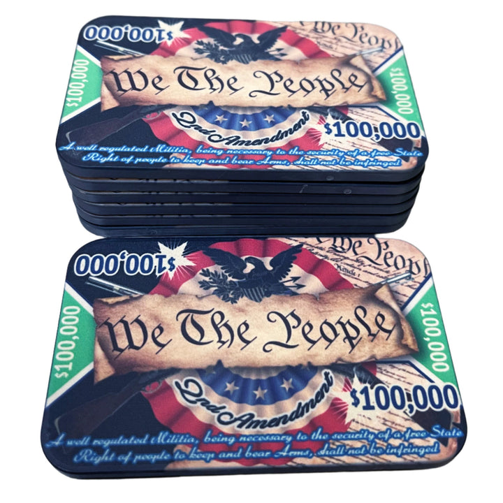 2nd Amendment Ceramic Poker Plaque - Stacked-$100,000