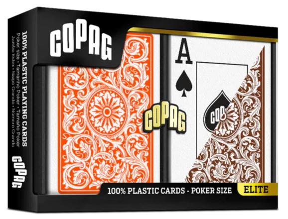 Copag 1546 Orange Brown Poker Size Jumbo Index Double Deck Set- 12 Sets