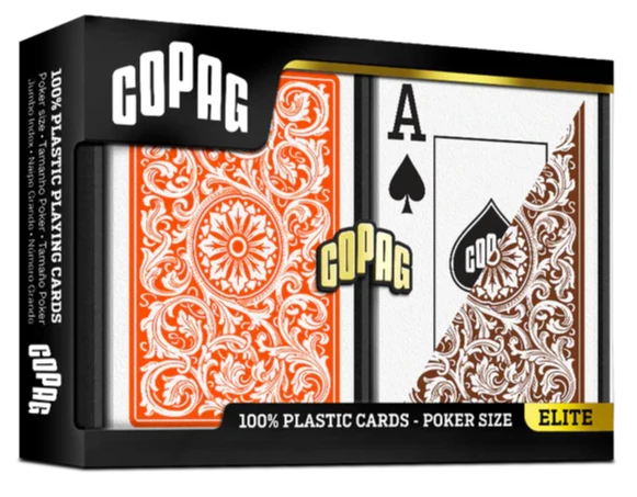 Copag 1546 Naranja Marrón Poker Tamaño Jumbo Index Double Deck Set