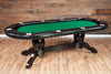 The Elite Custom Poker Table With Black Racetrack, Black Napa Style Legs, Premium Wild Croc Vinyl Armrest, Stainless Steel Cupholders. and Green Suited Speed Cloth Playing Surface 