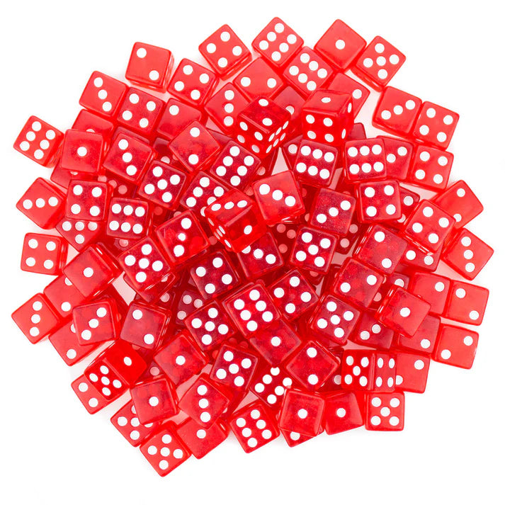 Red Game Dice, 16mm - Pile