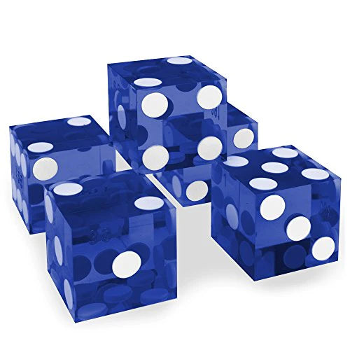 5 New Blue 19mm Grd A Precision Dice w/ Matching Serial Numbers