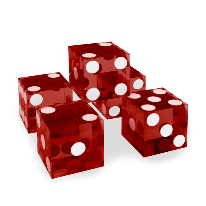 5 New Red 19mm Grd A Precision Dice w/ Matching Serial Numbers