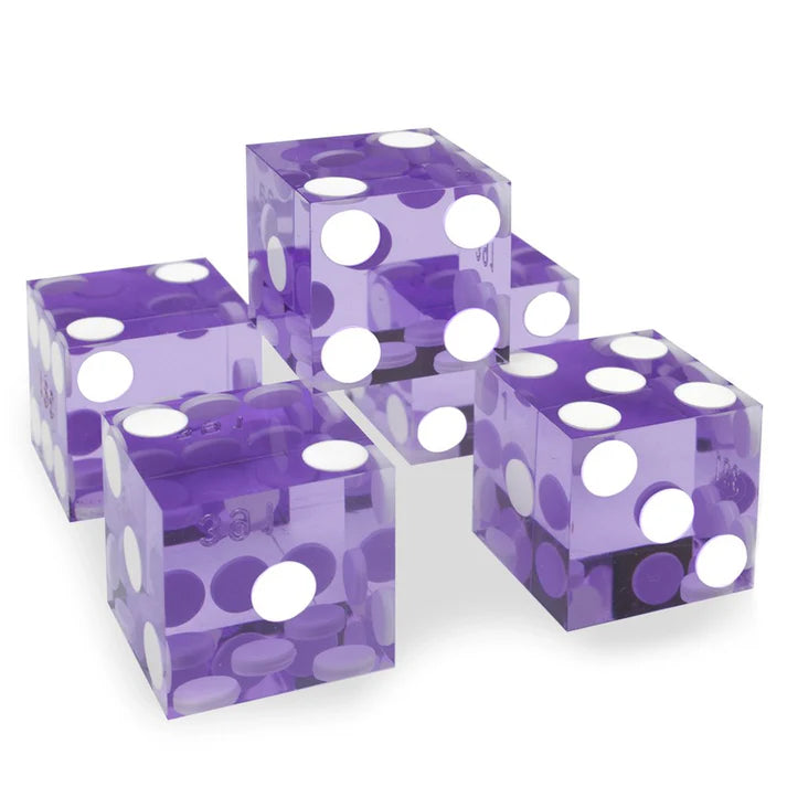 Purple 19mm Precision Dice w/ Matching Serial Numbers - 5 Pack