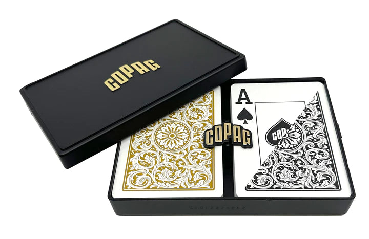 Copag 1546 Black Gold Poker Size Jumbo Index Double Deck Set