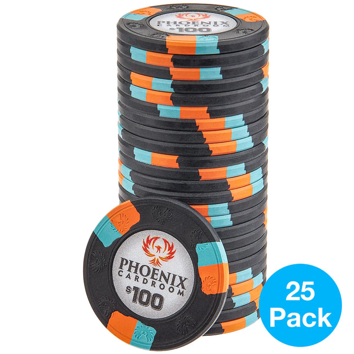 Phoenix 10 Gram Real Clay Poker Chip - Sold In Rolls Of 25 Chips