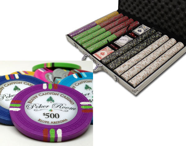 Bluff Canyon 13.5 Gram Clay Poker Chips in Standard Aluminum Case - 1000 Ct.