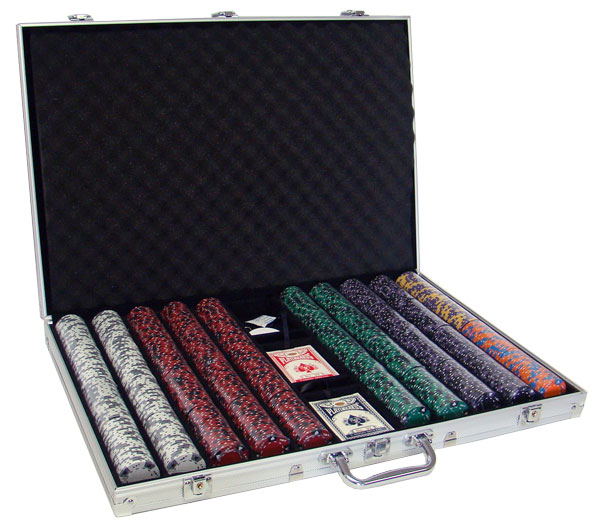 Ace King Suited 14 Gram Clay Poker Chips in Standard Aluminum Case - 1000 Ct.