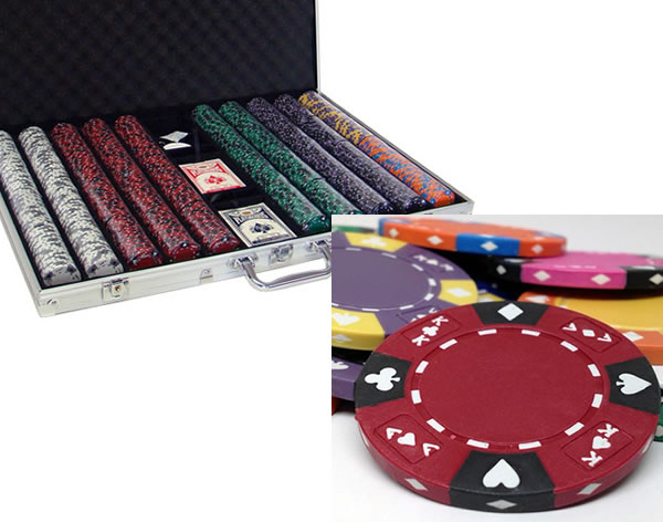 Ace King Suited 14 Gram Clay Poker Chips in Standard Aluminum Case - 1000 Ct.