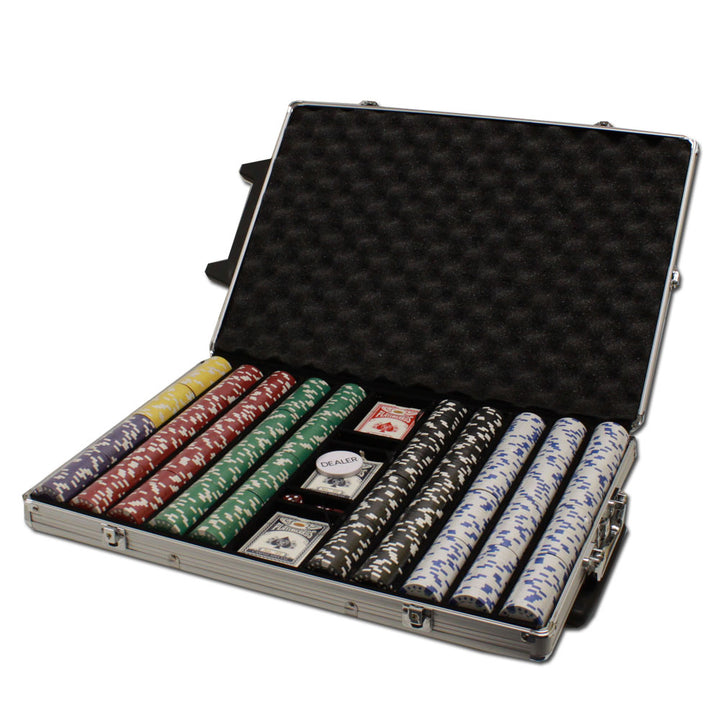 Diamond Suited 12.5 Gram ABS Poker Chips in Rolling Aluminum Case - 1000 Ct.