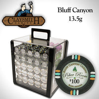 Bluff Canyon 13.5 Gram Clay Poker Chips in Acrylic Carrier - 1000 Ct.