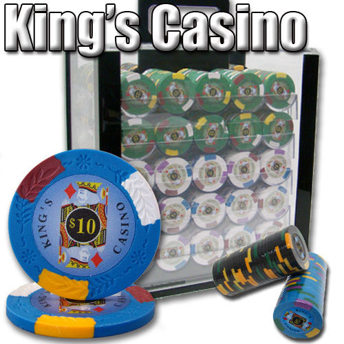 King's Casino 14 Gram Clay Poker Chips in Acrylic Carrier - 1000 Ct.