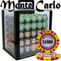 Monte Carlo 14 Gram Clay Poker Chips in Acrylic Carrier - 1000 Ct.