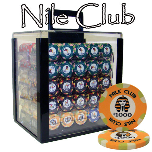 Nile Club 10 Gram Ceramic Poker Chips in Acrylic Carrier - 1000 Ct.