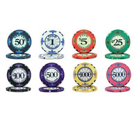 Scroll 10 Gram Ceramic Poker Chips in Acrylic Carrier - 1000 Ct.