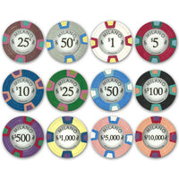 Milano 10 Gram Clay Poker Chips in Acrylic Carrier - 1000 Ct.