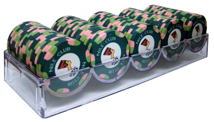 Nile Club 10 Gram Ceramic Poker Chips in Acrylic Carrier - 1000 Ct.