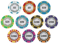 Monte Carlo 14 Gram Clay Poker Chips in Acrylic Carrier - 1000 Ct.