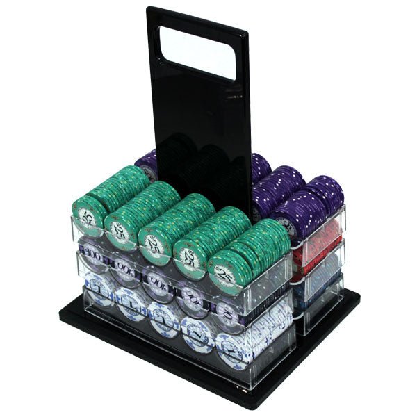 Scroll 10 Gram Ceramic Poker Chips in Acrylic Carrier - 1000 Ct.