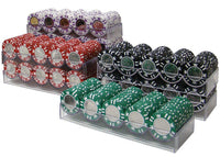 Coin Inlay 15 Gram Clay Poker Chips in Acrylic Carrier - 1000 Ct.