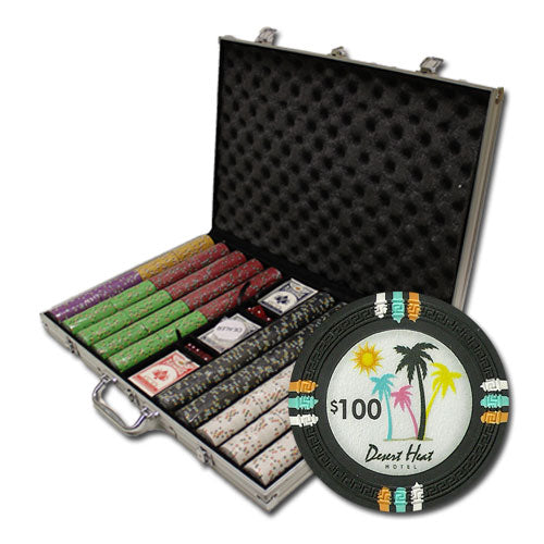 Desert Heat 13.5 Gram Clay Poker Chips in Standard Aluminum Case - 1000 Ct.