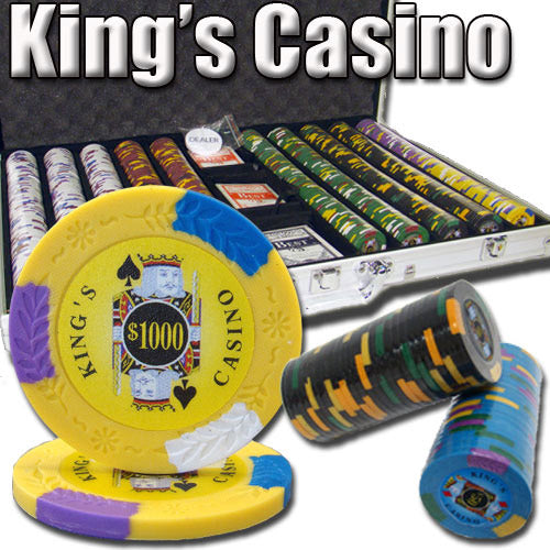 King's Casino 14 Gram Clay Poker Chips in Standard Aluminum Case - 1000 Ct.