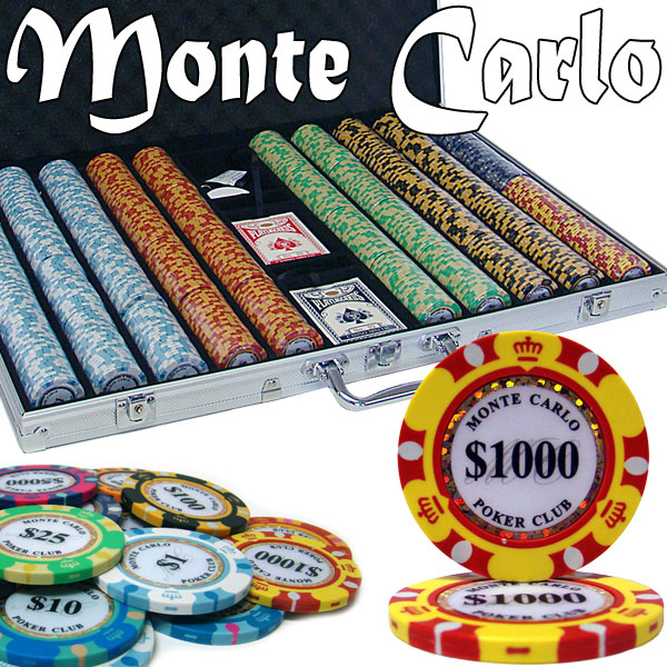 Monte Carlo 14 Gram Clay Poker Chips in Standard Aluminum Case - 1000 Ct.