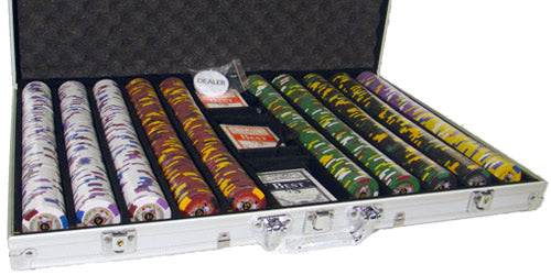 King&#039;s Casino 14 Gram Clay Poker Chips in Standard Aluminum Case - 1000 Ct.