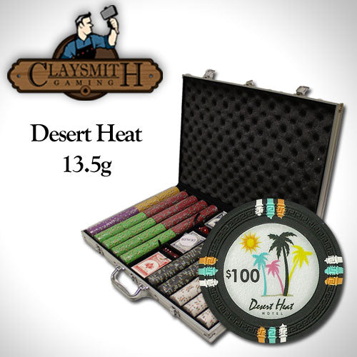 Desert Heat 13.5 Gram Clay Poker Chips in Standard Aluminum Case - 1000 Ct.