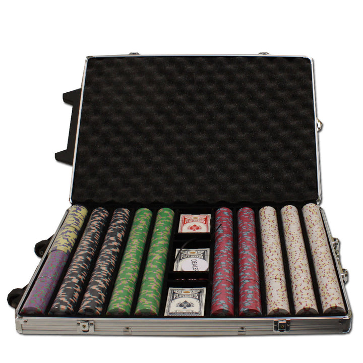 Milano 10 Gram Clay Poker Chips in Rolling Aluminum Case - 1000 Ct.