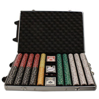 Coin Inlay 15 Gram Clay Poker Chips in Rolling Aluminum Case - 1000 Ct.