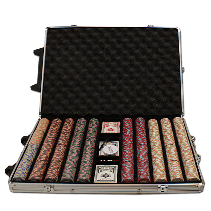 Nile Club 10 Gram Ceramic Poker Chips in Rolling Aluminum Case - 1000 Ct.