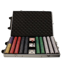 Scroll 10 Gram Ceramic Poker Chips in Rolling Aluminum Case - 1000 Ct.