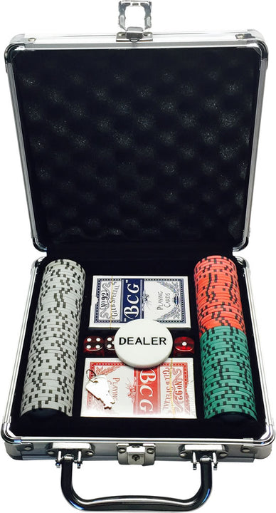 Custom Printed Aluminum Poker Chip Set with 13 Gram Clay Infinity Poker Chips - 100 Chips