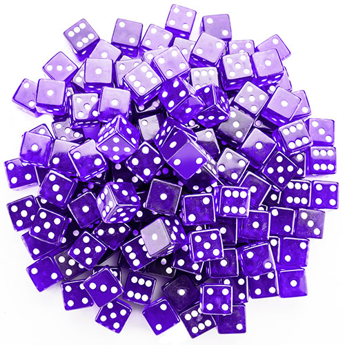 100 Purple Dice - 19 mm