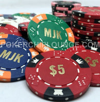 Custom Hot Stamped Poker Chips - 11.5 Gram Triple Crown - Letters & Denominations