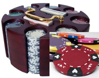 Ace King Suited 14 Gram Clay Poker Chips in Wood Carousel - 200 Ct.