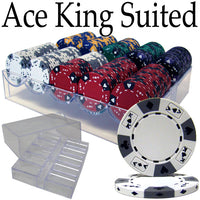 Ace King Suited 14 Gram Clay Poker Chips in Acrylic Trays - 200 Ct.