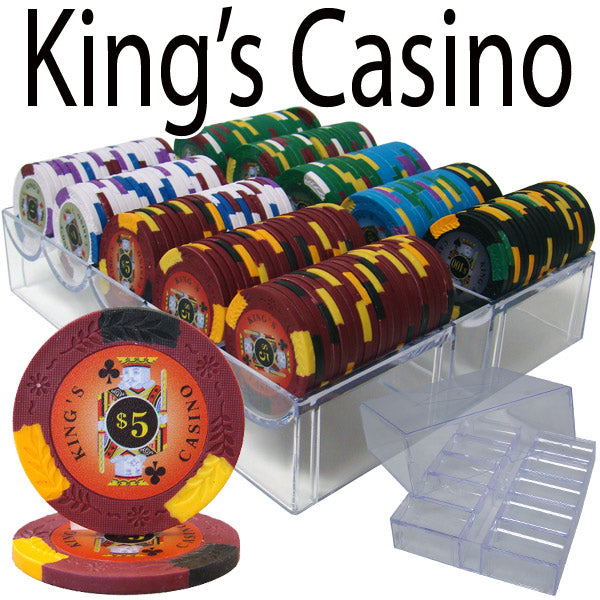 King&#039;s Casino 14 Gram Clay Poker Chips in Acrylic Trays - 200 Ct.