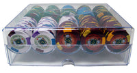 King&#039;s Casino 14 Gram Clay Poker Chips in Acrylic Trays - 200 Ct.