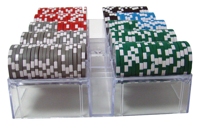 Las Vegas 14 Gram Clay Poker Chips in Acrylic Trays - 200 Ct.