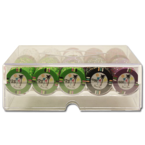 Desert Heat 13.5 Gram Clay Poker Chips in Acrylic Trays - 200 Ct.