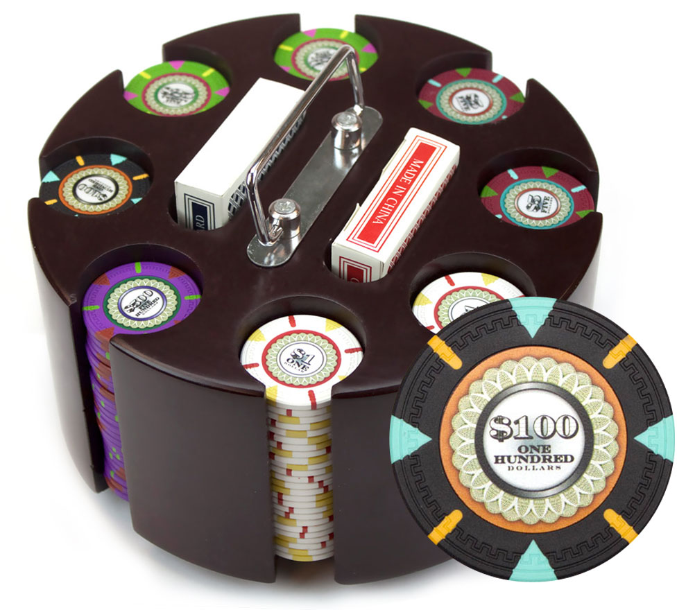 The Mint 13.5 Gram Clay Poker Chips in Wood Carousel - 200 Ct.