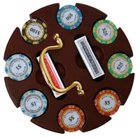 Monte Carlo 14 Gram Clay Poker Chips in Wood Carousel - 200 Ct.