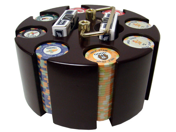 Nile Club 10 Gram Ceramic Poker Chips in Wood Carousel - 200 Ct.