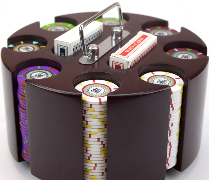 The Mint 13.5 Gram Clay Poker Chips in Wood Carousel - 200 Ct.