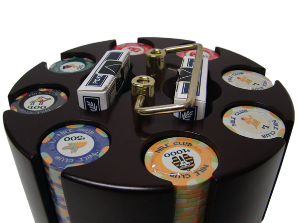 Nile Club 10 Gram Ceramic Poker Chips in Wood Carousel - 200 Ct.