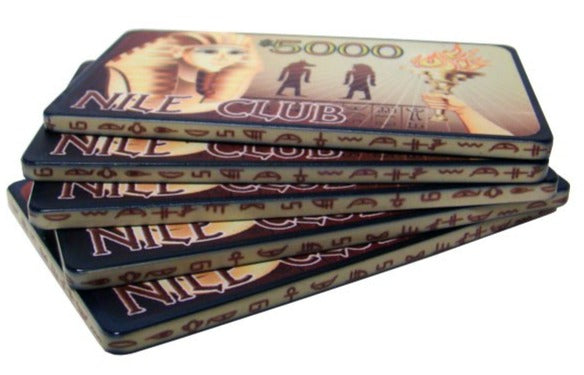 5 $5000 Nile Club 40 Gram Ceramic Poker Plaques